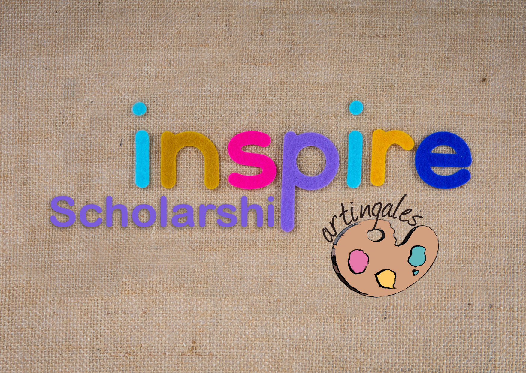 colorful inspire scholarship image with Artingales logo