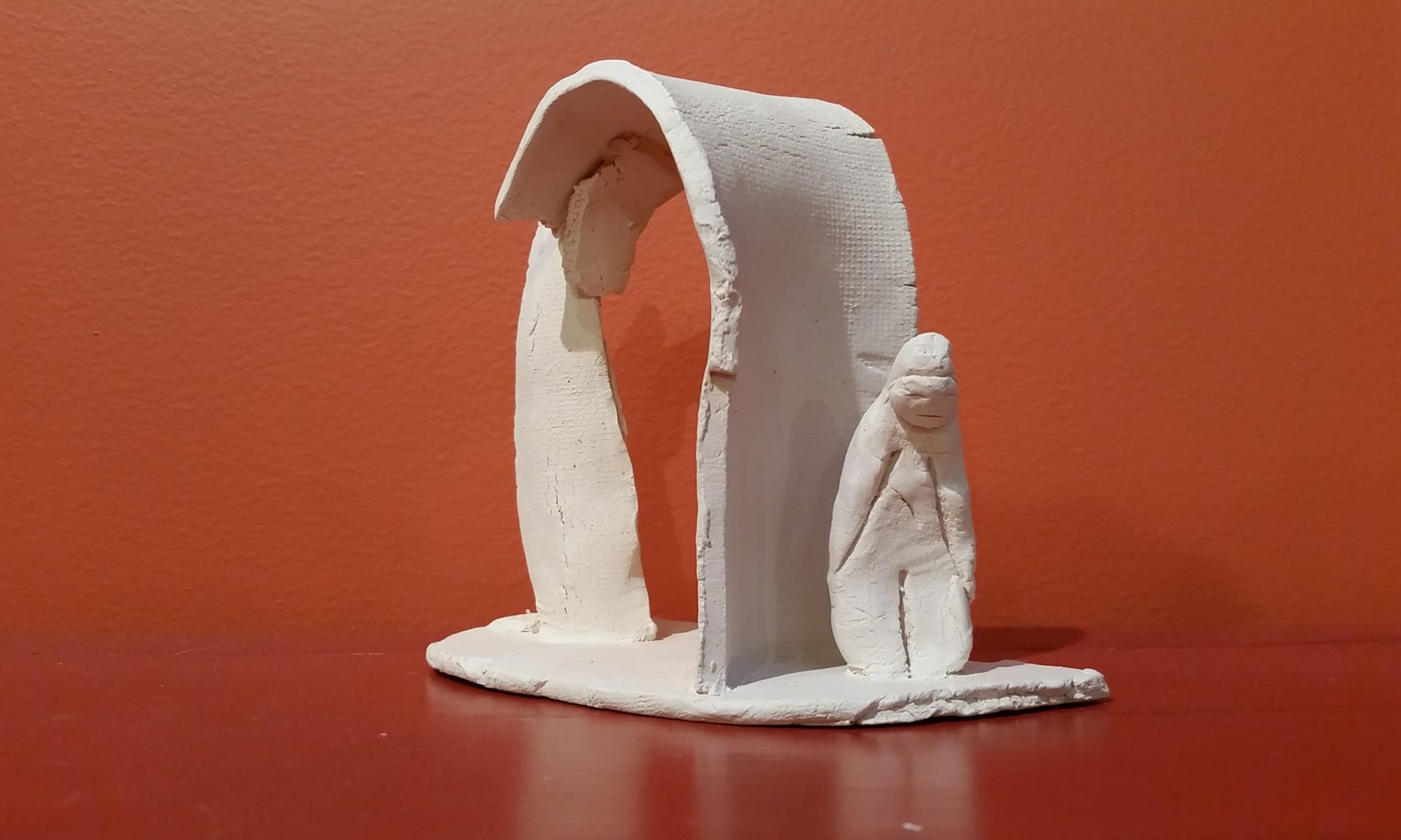Clay sculpture created by artist April Hoff