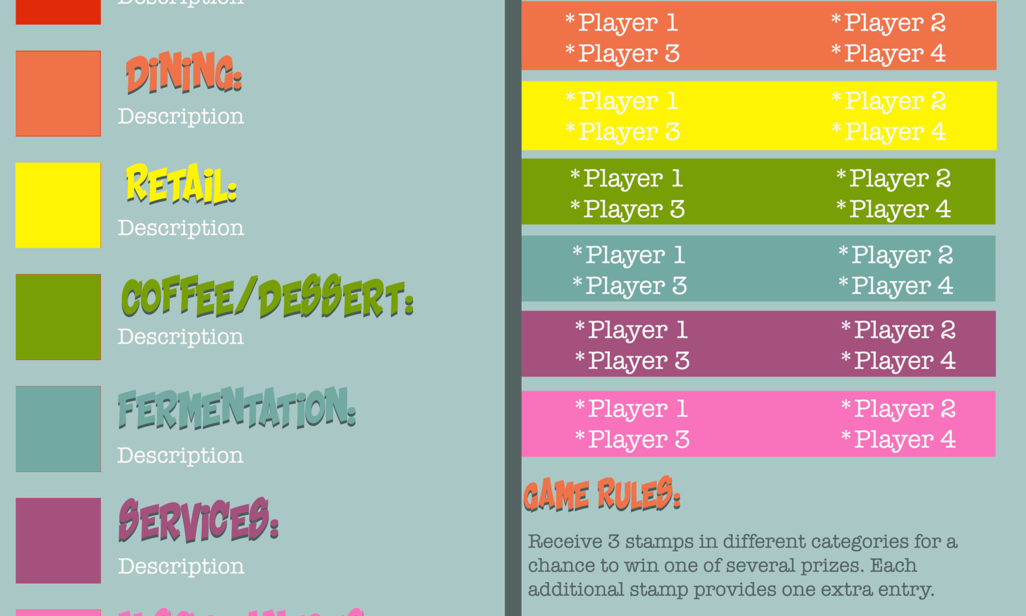 Sample of game board back for participating businesses