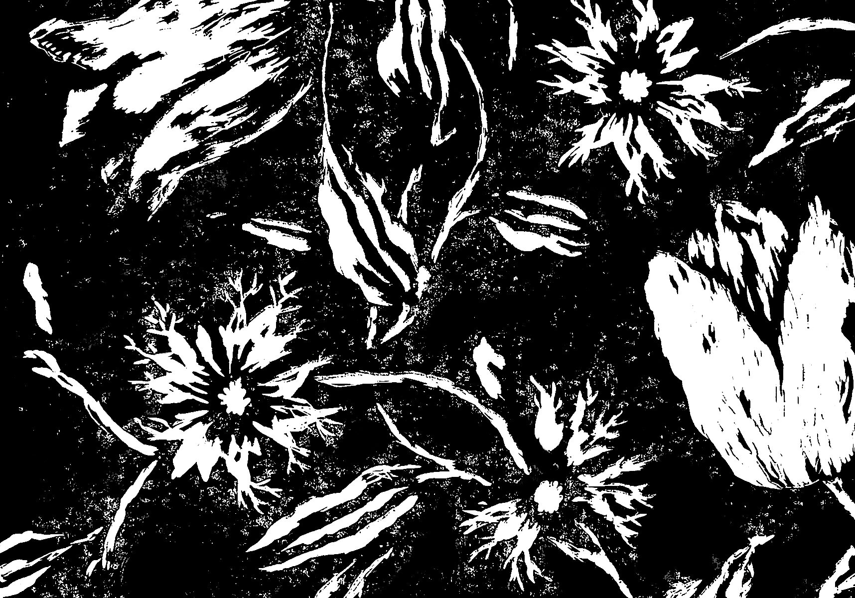 Floral woodcut by artist April Hoff