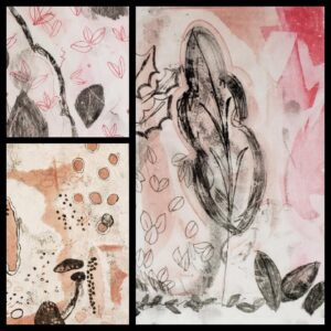 Trace Monotypes & chine collé - $75